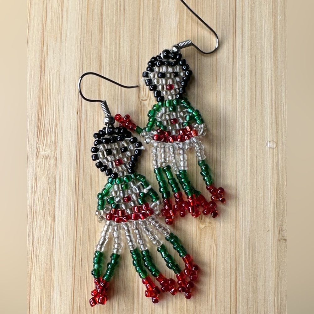 Mexican doll earrings Mexican Fiesta Doll Earrings Fringe earrings Tassel patrio